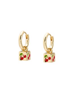 Cori Cherries Cube Charm Huggie Earrings £14.50