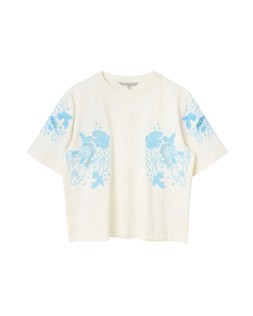 Cream & Blue Floral Embroidered T-Shirt £45 €59