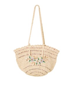 Cream Floral Embroidered Raffia Tote Bag £48 €63