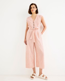 Cream & Red Stripd V-Neck Sleeveless Jumpsuit £85 €115