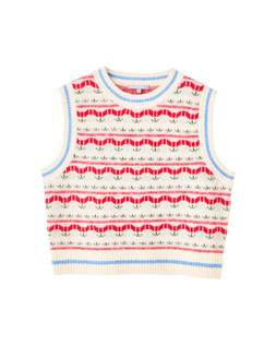 Cream & Red Tulip Knitted Tank Top £60