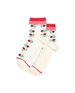 Cream Strawberry Sport Stripe Socks