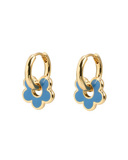 Dara Blue Enamel Flower Charm Hoop Earrings £14.50 €19