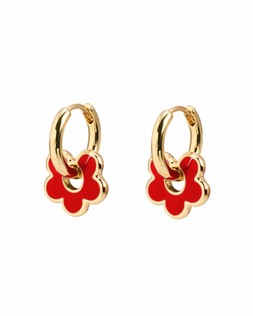 Dara Red Enamel Flower Charm Hoop Earrings £14.50 €19