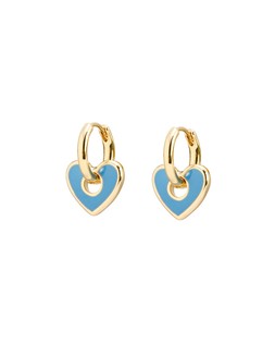 Dina Blue Enamel Heart Charm Hoop Earrings £14.50 €19