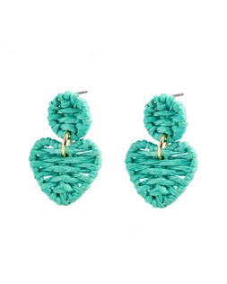 Dulce Green Heart Drop Raffia Stud Earrings £16.50 €21.50