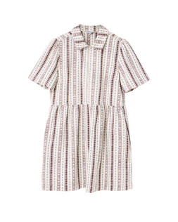 Ecru & Brown Floral Zip Up Denim Mini Dress