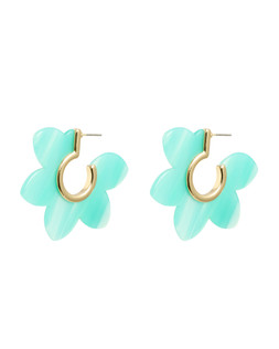 Emmy Blue Flower Resin Hoop Earrings £19.50 €25.50