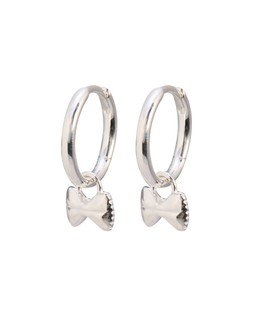Farfalle Pasta Bow Charm Silver Hoop Drop Earrings £42