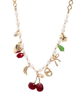 Fruit, Croissant & Multi Charm Faux Pearl Necklace £32.50