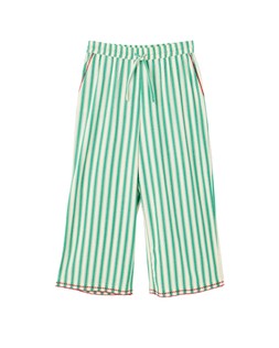 Green & Cream Striped Embroidered Hem Cropped Wide Leg Trousers £65 €85