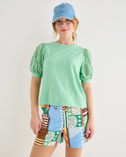 Green Embroidered Puff Sleeve Top £42 €55