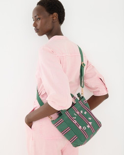 Green & Pink Striped Logo Fabric Mini Tote Crossbody Bag £48 €63