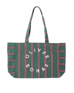Green & Pink Striped Logo Fabric Tote Shopper Bag £26 €63
