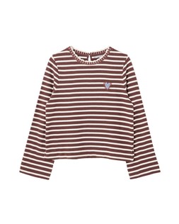 Green & White Striped Heart Embroidered Long Sleeve Top €63