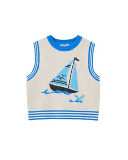 Grey & Blue Boat Knitted Tank Top £60