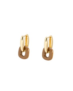 Indie Gold & Brown Enamel Drop Hoop Earrings £16.50