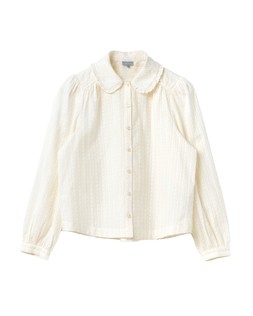 Ivory & Metallic Gold Striped Frill Collar Blouse £58 €76