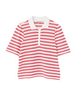 Ivory & Red Striped Pointelle Scallop T-Shirt £55 €72