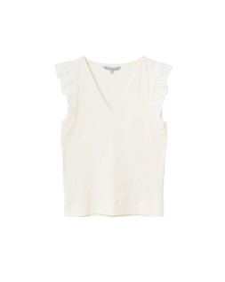 Ivory Woven Flutter Sleeve Ribbed Top £35 €45.5