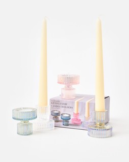 Kyto Lustre Double Sided Glass Candlestick Holders Set of Four €25.50