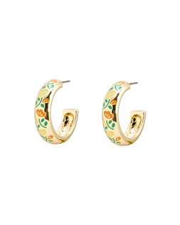 Laci Green & Orange Floral Enamel Inlay Hoop Earrings £18 €23.50