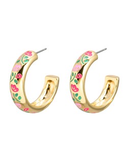 Laci Green & Pink Floral Enamel Inlay Hoop Earrings £18 €23.50