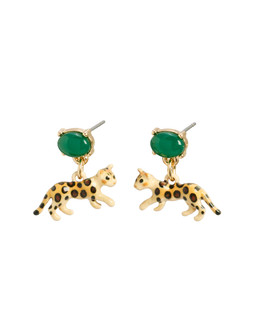 Leesa Leopard Charm Drop Green Stud Earrings £16.50 €21.50