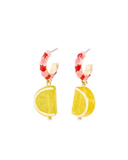 Leslie Lemon Charm Drop Enamel Hoop Earrings £18 €23.50