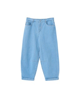 Light Blue Denim Striped Barrel Leg Jeans