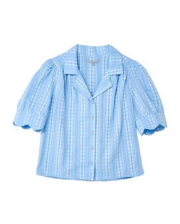 Light Blue Dobby Short Sleeve Blouse £58