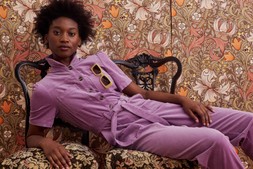 Lilac Corduroy Button Up Tie Waist Jumpsuit €125