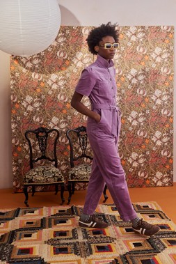 Lilac Corduroy Button Up Tie Waist Jumpsuit €125