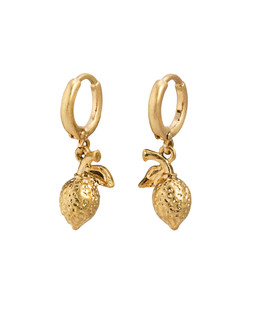 Lou Lemon Gold Charm Drop Huggie Earrings £12.50 €16.50