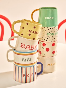 Mama Yellow & Brown Polka Dot Ceramic Mug £12.50