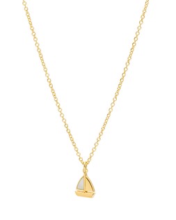 Marina Mother of Pearl Sailboat Charm Gold Plated Pendant Necklace £42