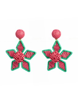 Martha Pink & Green Woven Flower Drop Earrings £22.50 €29.5