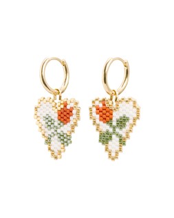 Merissa Beaded Rose Detail Heart Drop Hoop Earrings £19.50