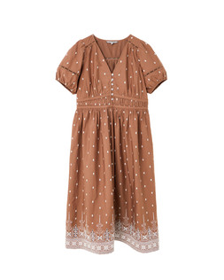 Mocha Brown & Cream Broderie V-Neck Midi Dress £95 €125