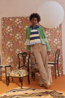Navy & Cream Striped Collared Knitted Jumper €89