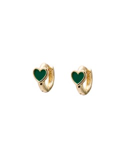 Ottie Green Heart Gold Tone Huggie Earrings £12.50