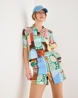 Patched Sun Print Tie Waist Shorts £55 €72