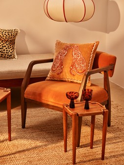 Payen Caramel Velvet & Rubberwood Accent Chair // Credit: Oliver Bonas / Carolyn Barber £445