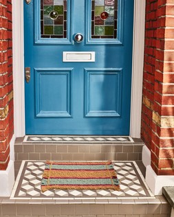 Pink & Blue Striped Doormat £25