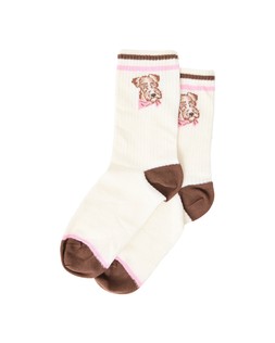 Pink & Brown Dog Sporty Socks