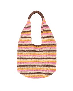 Pink & Brown Striped Straw Tote Bag £48 €63