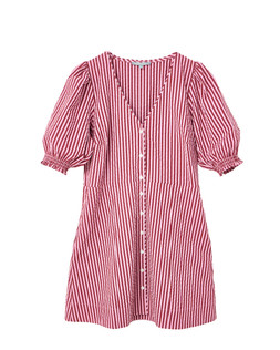 Pink & Burgundy Striped Seersucker Puff Sleeve Mini Dress £75 €98