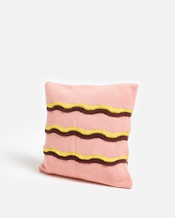 Pink Striped Knitted Cushion Cover 45x45cm