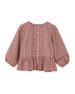 Red & Brown Checked Button Up Peplum Blouse £55 €76