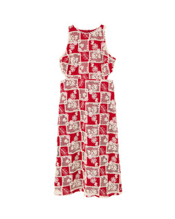 Red & Cream Embroidered Geometric Cut Out Midi Dress £150 €195